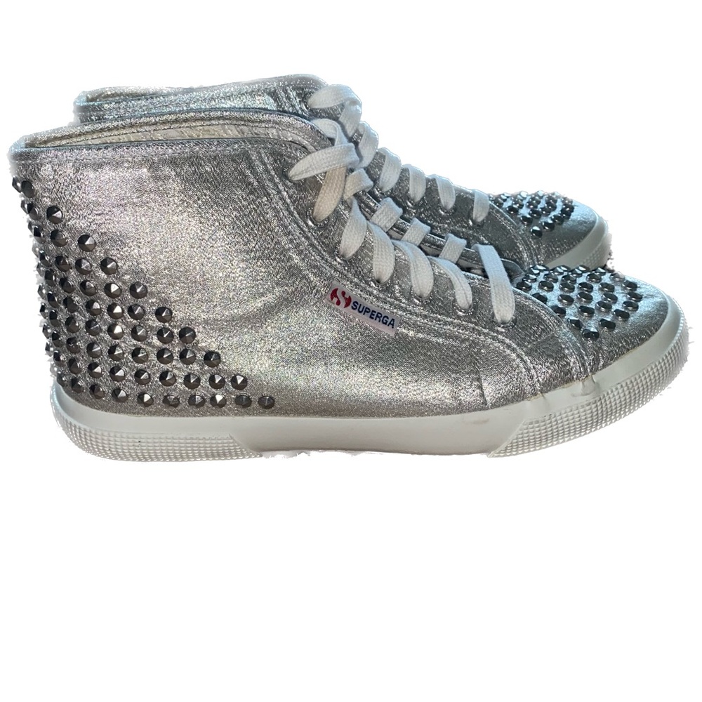 Superga Silver Studded High Top Sneakers